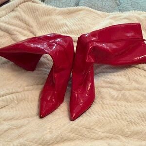 Chic Red pvc Heeled Boots for Women like new